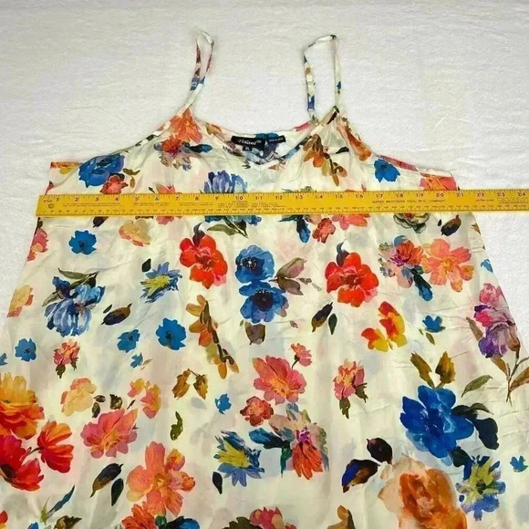 Slip Dress Tolani XL Spaghetti Strap Shift Floral Satin Above Knee Cupro Y2K Fai - Picture 8 of 11